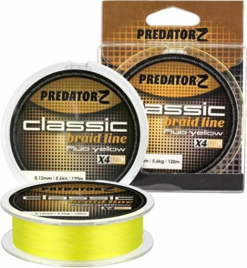 PZ Classic fonott zsinór-fluo sárga, o 0,14 mm, 120 m, 8,1 kg, fluo sárga