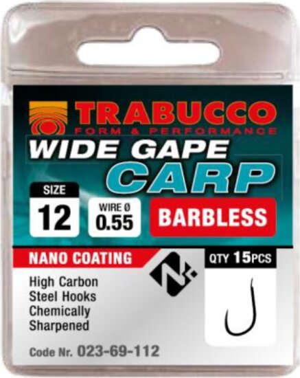 Trabucco Wide Gape Carp szakáll nélküli horog 12 15 db