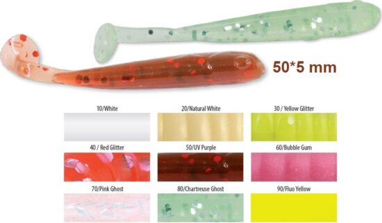 Trabucco Slurp Bait T-Shad natural White 10db, plasztik műcsali
