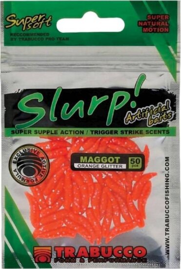 Trabucco Slurp Bait Maggot Orange Glitter 50 db sárga műcsonti