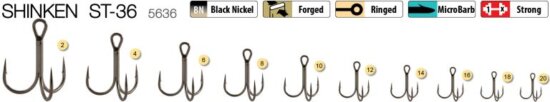 Trabucco Shinken St-36 hármas horog Bn #20 6 db/csg