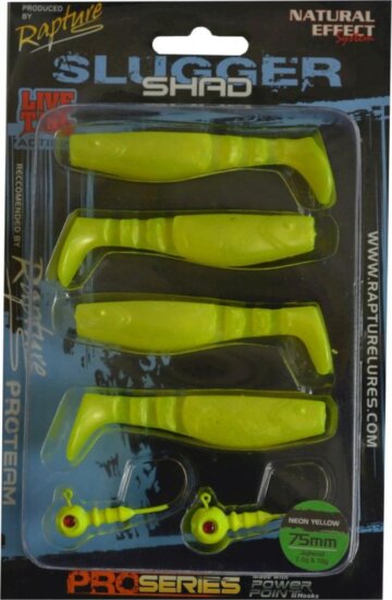Rapture Slugger Shad Set 75 Neon Yellow 4+2db/csg, műcsali szett