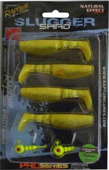 Rapture Slugger Shad Set 75 Chartreuse Ghost 4+2db/csg, műcsali szett