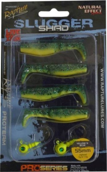 Rapture Slugger Shad Set 55 Yellow & Blue 4+2db/csg, műcsali szett