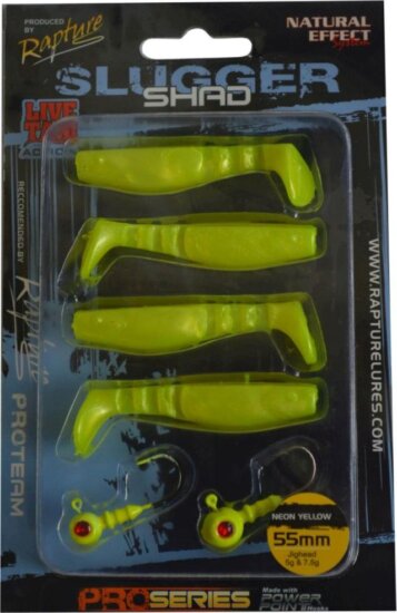 Rapture Slugger Shad Set 55 Neon Yellow 4+2db/csg, műcsali szett