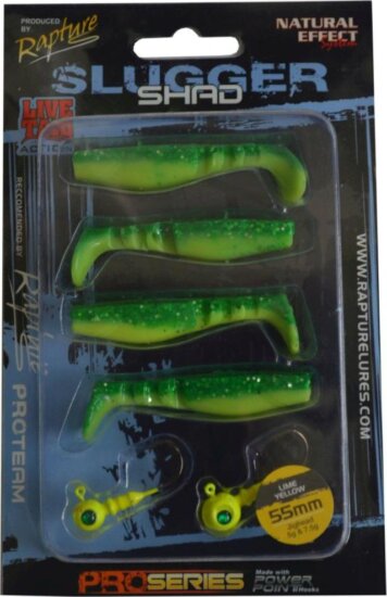 Rapture Slugger Shad Set 55 lime Yellow 4+2db/csg, műcsali szett