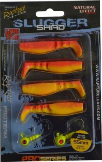 Rapture Slugger Shad Set 55 Flame Yellow 4+2db/csg, műcsali szett