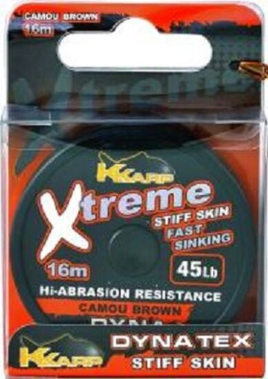 K-Karp Dyna Tex Xtreme Stiff 16m 45 lb camo barna előkezsinór