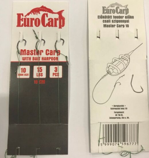 Eurocarp Előkötött feeder előke csaliszigonnyal Master Carp-10 10cm 15lbs