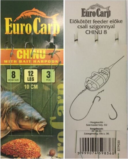 Eurocarp Előkötött feeder előke csaliszigonnyal Chinu-8 10cm 12lbs
