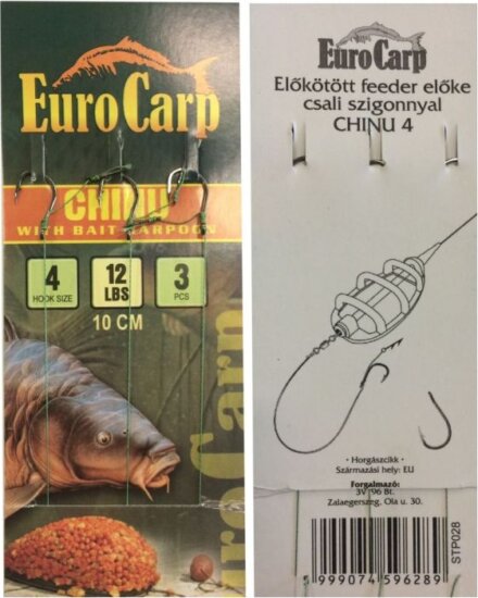 Eurocarp Előkötött feeder előke csaliszigonnyal Chinu-4 10cm 12lbs