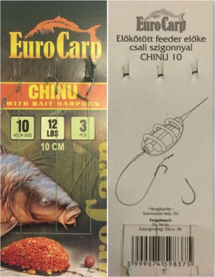 Eurocarp Előkötött feeder előke csaliszigonnyal Chinu-10 10cm 12lbs