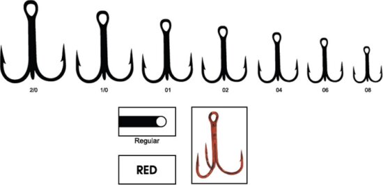 Trabucco Treble red 2/0 háromágú horog 5db/csg