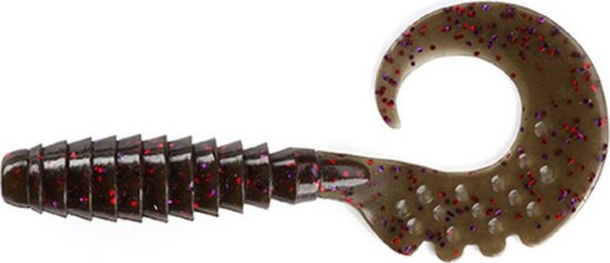 Fishup_Fancy Grub 1" 12Pc 050 - Green Pumpkin Brown/Red & Purple