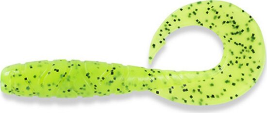 Fishup_Mighty Grub 3.5" 7Pcs.055 - Chartreuse/Black