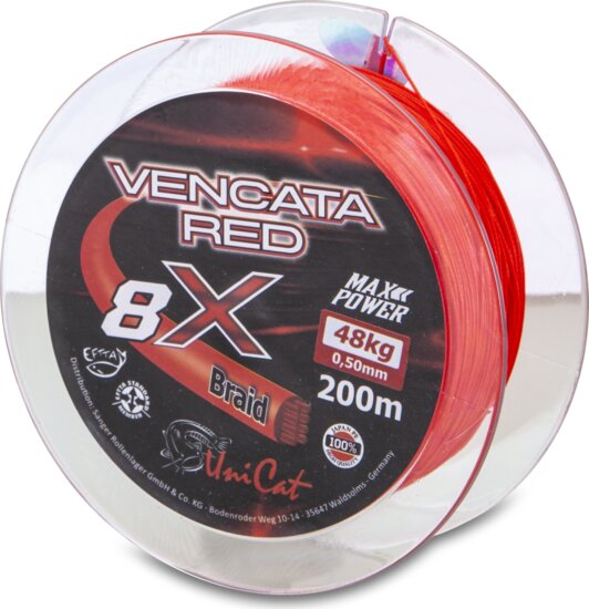 Uni Cat Vencata Red 8X harcsás fonott zsinór 0,60mm / 200m / 57kg