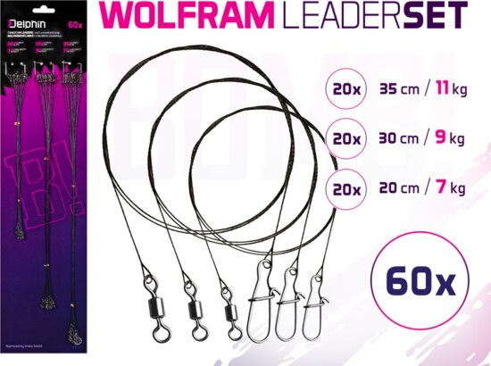 Delphin Szett BOMB! volfrám előke karabinerrel (60x /20,30,35cm/7,9,11kg)