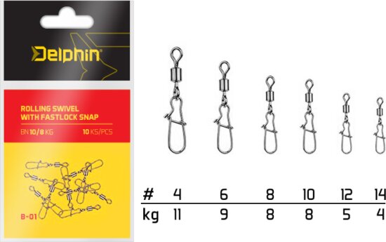Delphin Rolling Swivel with Fastlock Snap (BN/10)