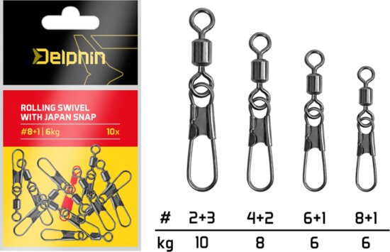 Delphin Japan snap forgókapocs / 10db (#4+2/8kg)