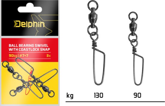 Delphin Forgóval ellátott coastlock kapocs / 3 db (90kg)