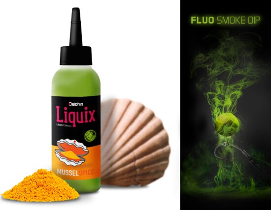 Delphin Fluo dip D SNAX LiquiX /100ml (Kagyló-Fűszer)