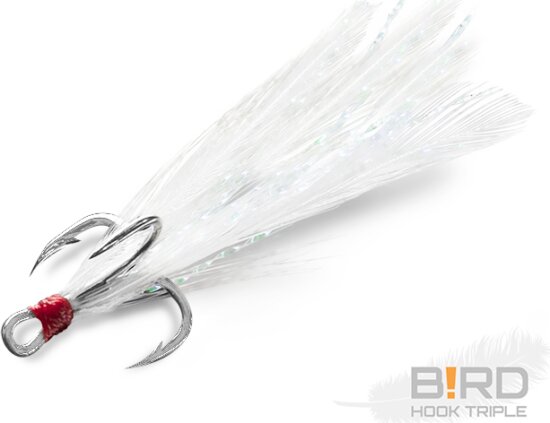 Delphin B!RD Hook TRIPLE / 3db (fehér tollak #8)