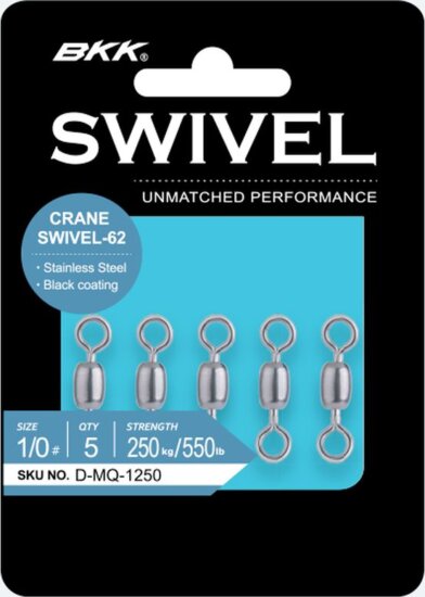 BKK Crane Swivel-62 (Stainless Steel, Black) 4# 10db/csomag