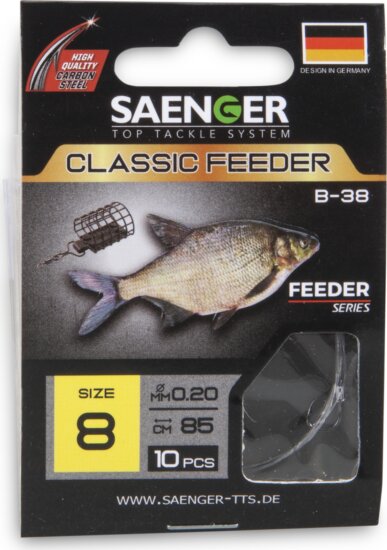 SAENGER Classic Feeder előkötött horog 10 / 85cm / 10db