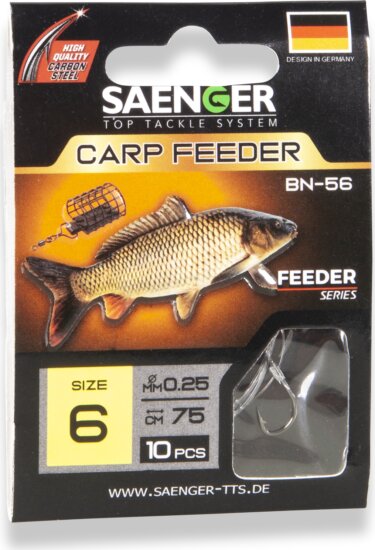 SAENGER Carp Feeder előkötött horog 6 / 75cm / 10db
