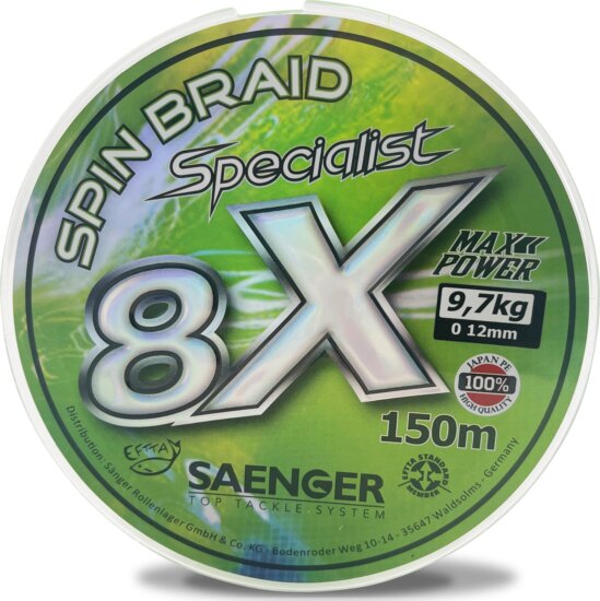 Saenger 8X fonott zsinór zöld 0,14mm / 0,14mm / 11,80kg