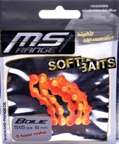MS RANGE Easy Hook Boilie Fluo RC red-chartreuse/Fluo piros narancssárga UV/gumi wafter 6mm