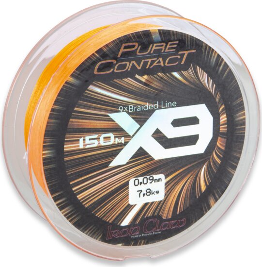 IRON CLAW Pure Contact X9 Orange fonott zsinór / 0,10mm / 150m / 9,00kg