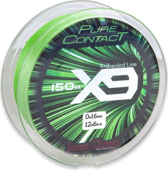 IRON CLAW Pure Contact X9 Green fonott zsinór / 0,10mm / 150m / 9,00kg