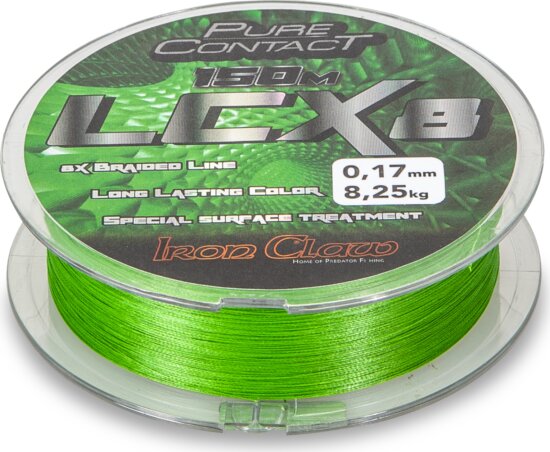 IRON CLAW Pure Contact LCX8 Green fonott zsinór / 150m