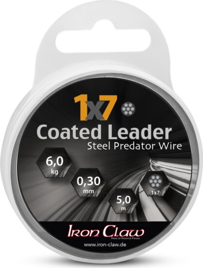 IRON CLAW 1x7 Coated Leader black bevonatos acél előkezsinór / 0,39mm / 12kg / 5m