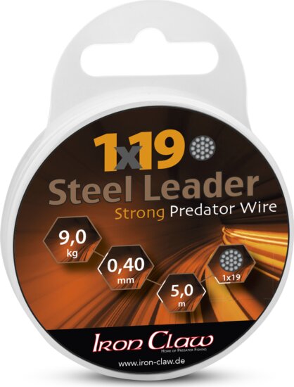 IRON CLAW 1x19 Steel Leader bevonatos acél előkezsinór / 0,50mm / 15kg / 5m