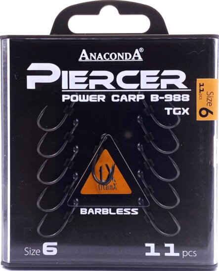 ANACONDA Piercer Power Carp B-988 TGX szakállnélküli pontyozó horog / méret 6 / 11db