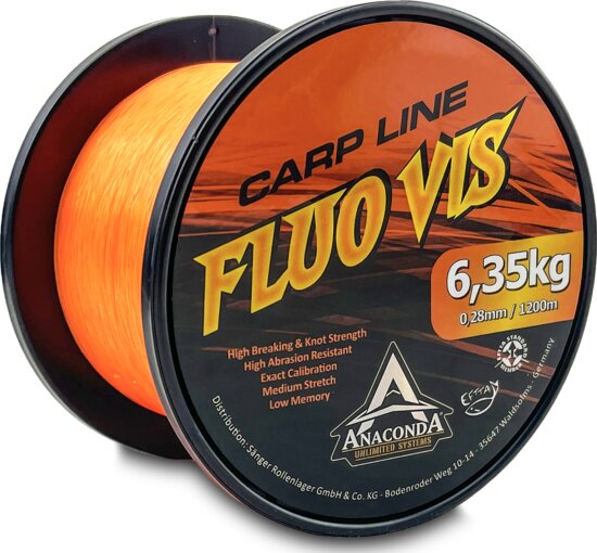 ANACONDA Fluovis Orange Carp Line monofil zsinór narancssárga / 0,36mm / 1200m / 10,30kg