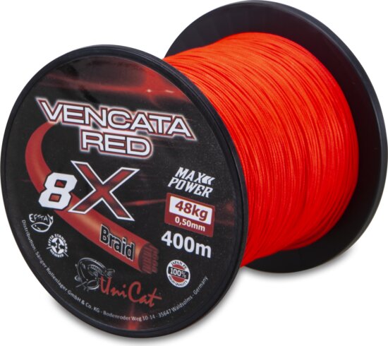 Uni Cat Vencata Red 8X fonott zsinór 400m