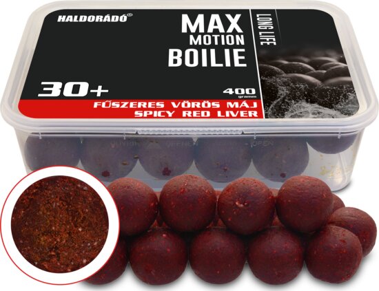 HALDORÁDÓ MAX MOTION Boilie Long Life 30+ mm - Fűszeres Vörös Máj