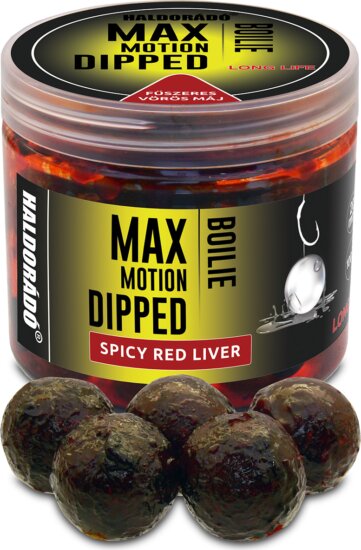 HALDORÁDÓ MAX MOTION Boilie Dipped 20 mm - Fűszeres Vörös Máj