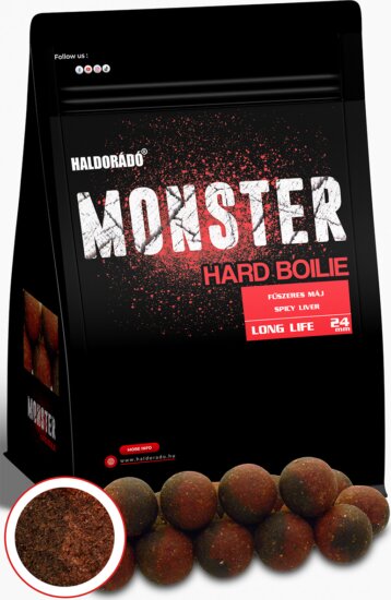 HALDORÁDÓ MONSTER Hard Boilie 24+ - Fűszeres Máj