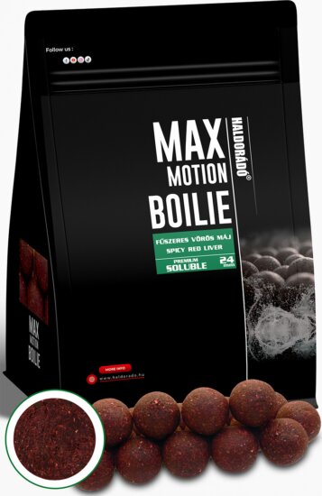 HALDORÁDÓ MAX MOTION Boilie Premium Soluble 24 mm - Fűszeres Vörös Máj