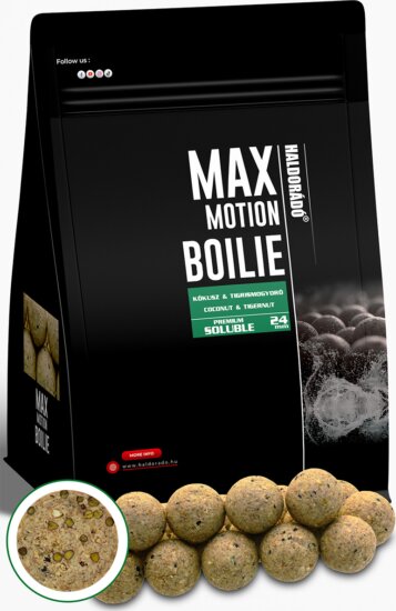 HALDORÁDÓ MAX MOTION Boilie Premium Soluble 24 mm - Kókusz & Tigrismogyoró