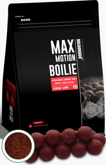HALDORÁDÓ MAX MOTION Boilie Long Life 20 mm - Fűszeres Vörös Máj