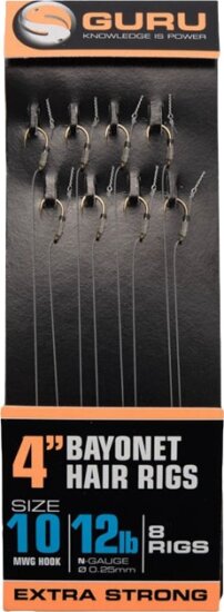 GURU Bayonet Ready Rigs 4" 10 cm - 12 MWG - 9lb/0,22mm