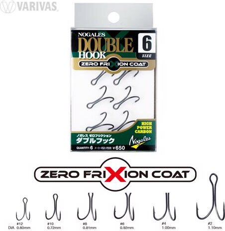 Varivas Nogles Zero Friction Kétágú Horog #6