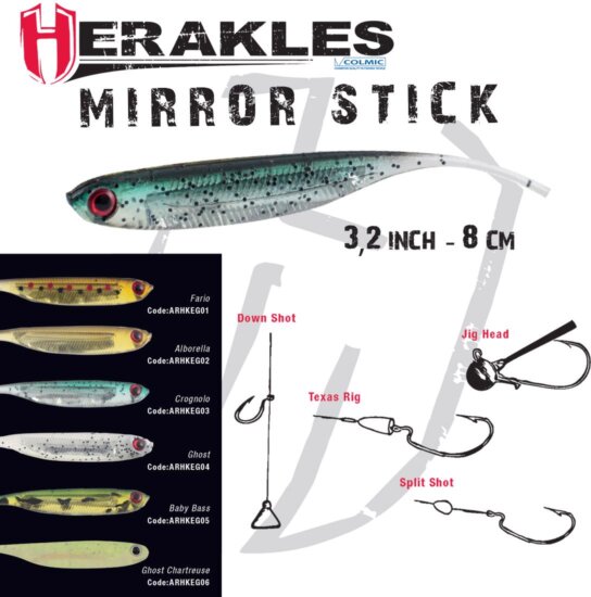 Herakles Mirror Stick Shad 3.2" 8.1cm Baby Bass