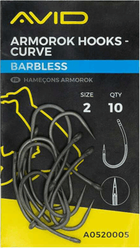 Avid Carp ARMOROK HOOKS - CURVE SIZE 6 BARBLESS