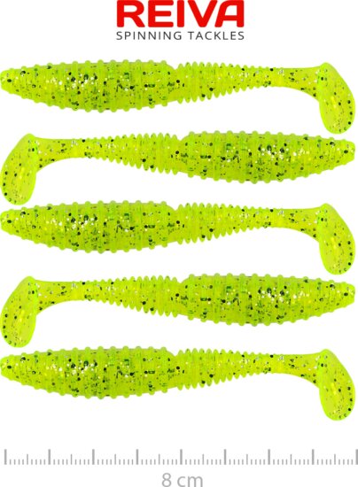 Reiva Zander Power Shad 8cm 5db/cs (Poppy Green)